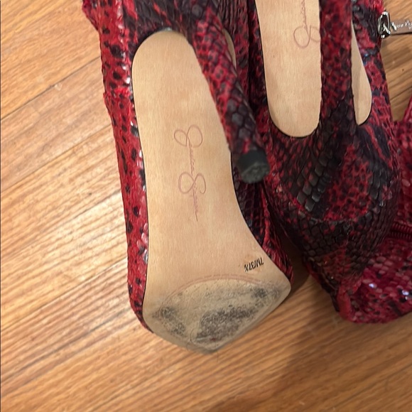 Jessica Simpson Red Heeled Boots with Stiletto Heel - Picture 9 of 11